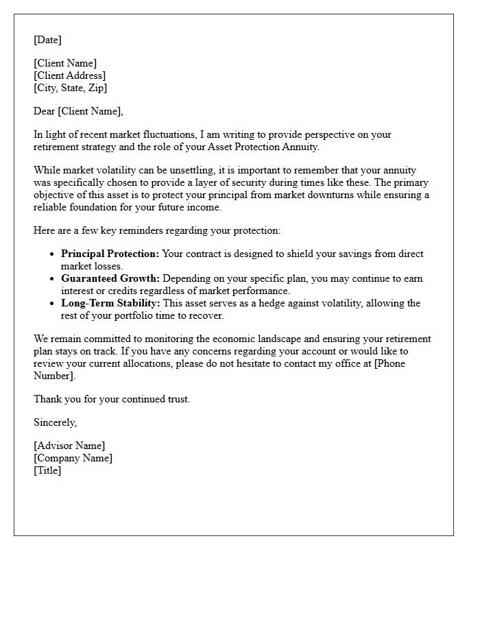 Market Volatility And Your Retirement Asset Protection Annuity Letter