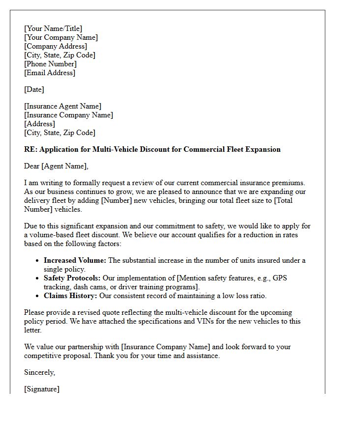 Discount Application Letter for Commercial Delivery Fleet Expansion Insurance