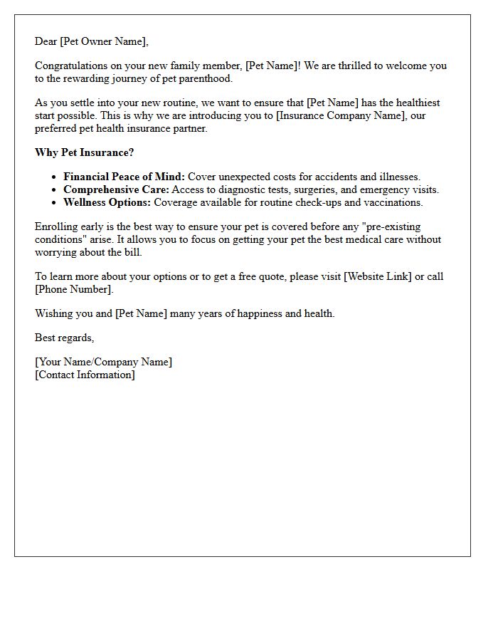 Welcome to Pet Parenthood Health Insurance Introduction Letter
