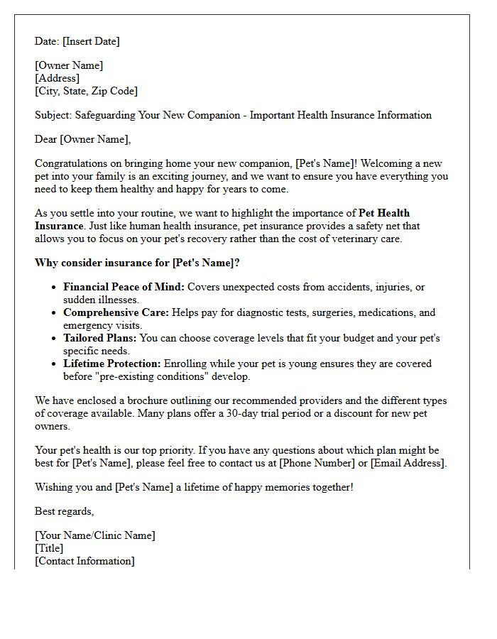 Safeguarding Your New Companion Pet Health Insurance Letter