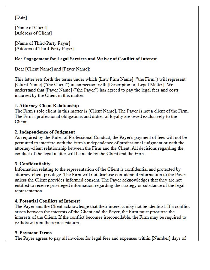Third-Party Payer Conflict Waiver Engagement Letter