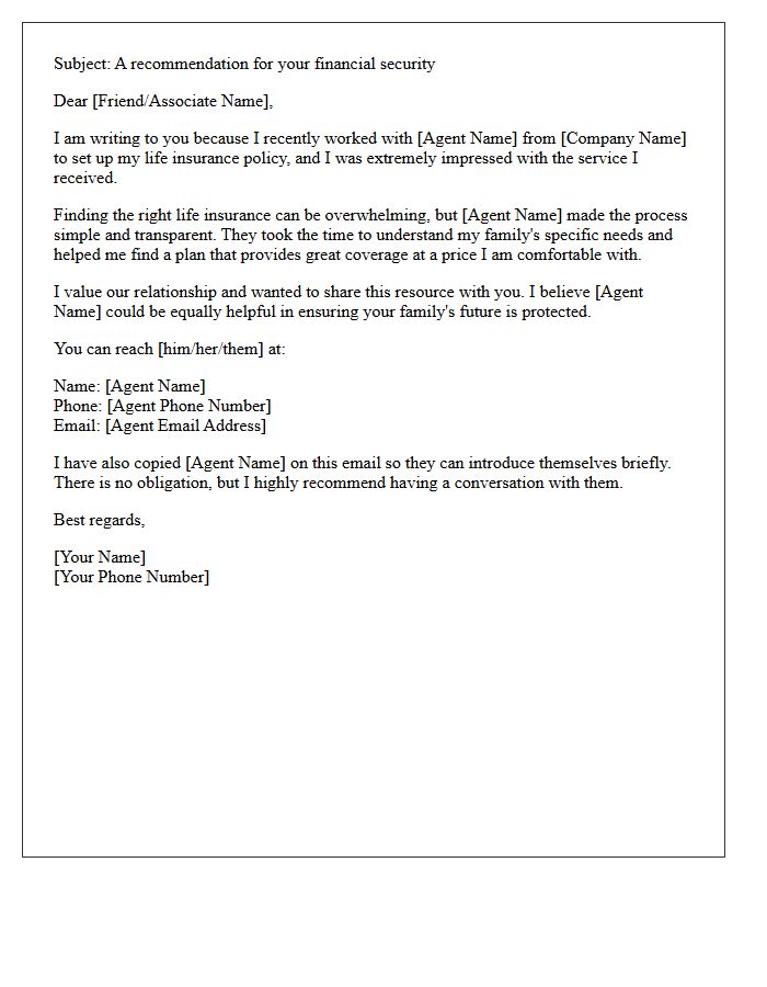 Satisfied Client Life Insurance Referral Letter