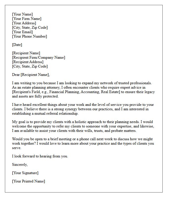 Estate Planning Attorney Mutual Referral Letter
