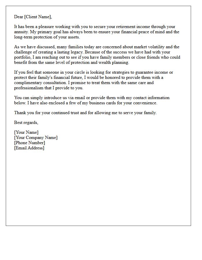 Existing Annuity Client Family Wealth Referral Letter