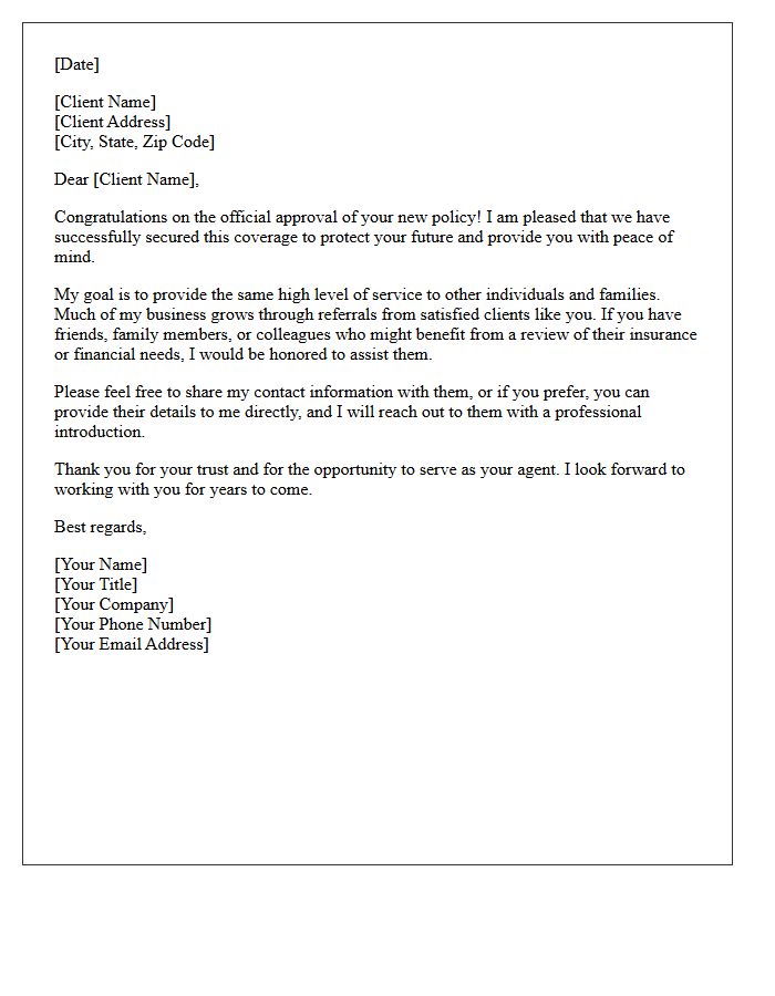 Post-Policy Approval Client Referral Letter