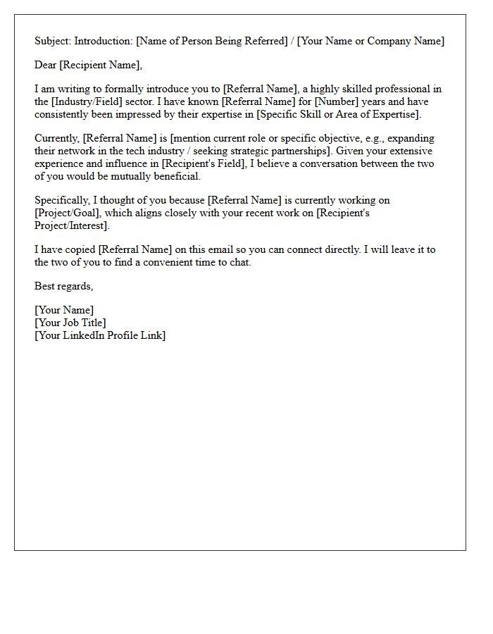 Strategic Professional Network Introduction Referral Letter