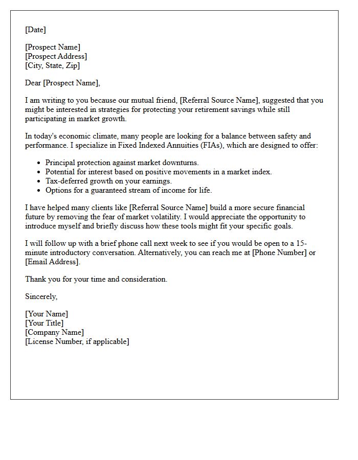Fixed Index Annuity Prospect Referral Letter