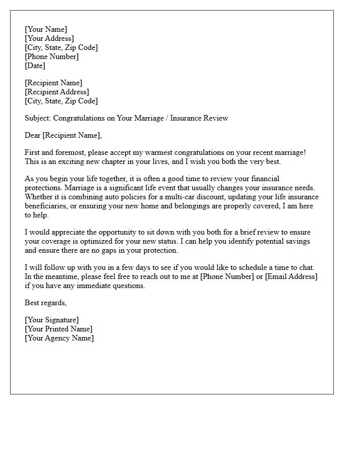 Recent Marriage Insurance Agency Referral Letter