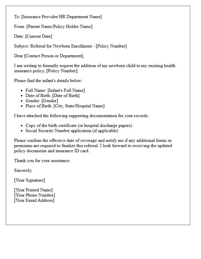 Welcoming A Newborn Policy Referral Letter
