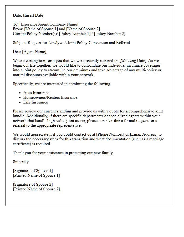 Newlywed Joint Policy Network Referral Letter