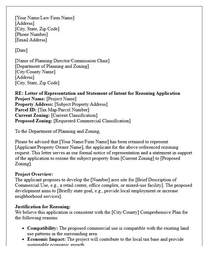 Letter of Representation for Commercial Rezoning Application
