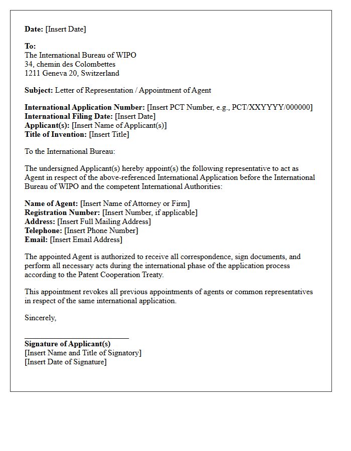 Letter of Representation for International Patent Cooperation Treaty Applications