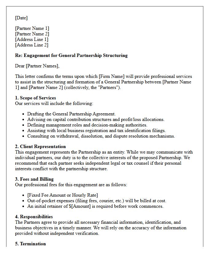 General Partnership Structuring Engagement Letter