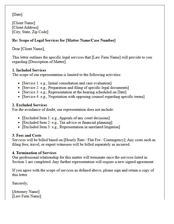 Scope of Legal Services in This Letter