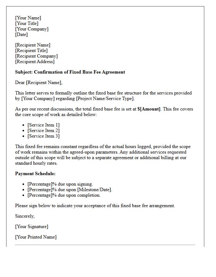 Fixed Base Fee Outlined in the Letter