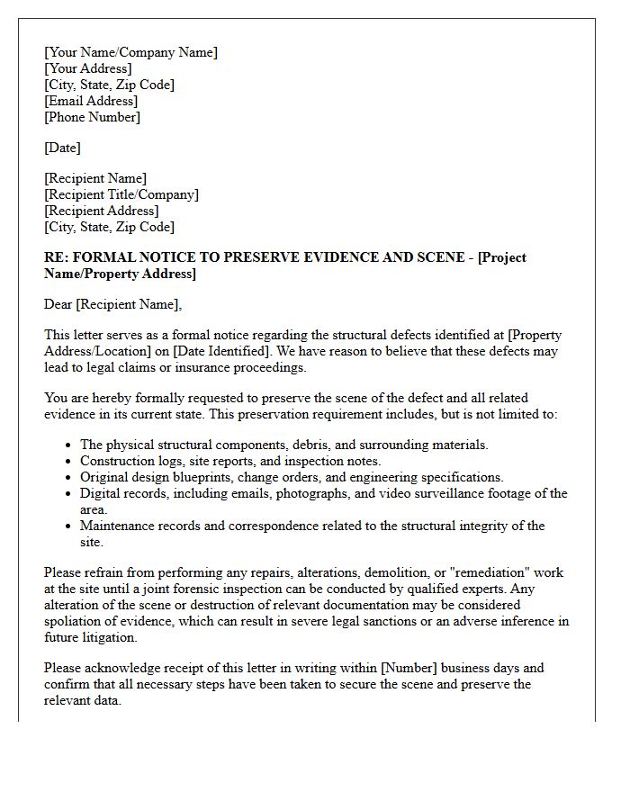 Structural Defect Scene Preservation Letter