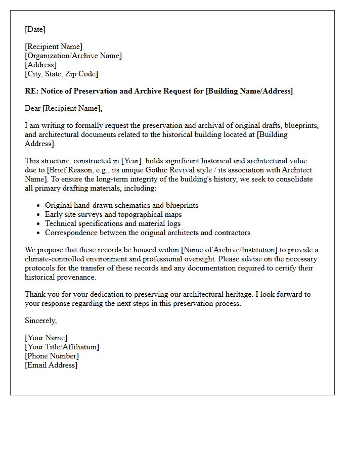 Historical Building Draft Archive Preservation Letter