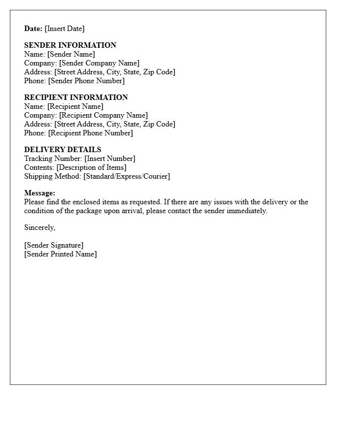 Sender and Recipient Delivery Information