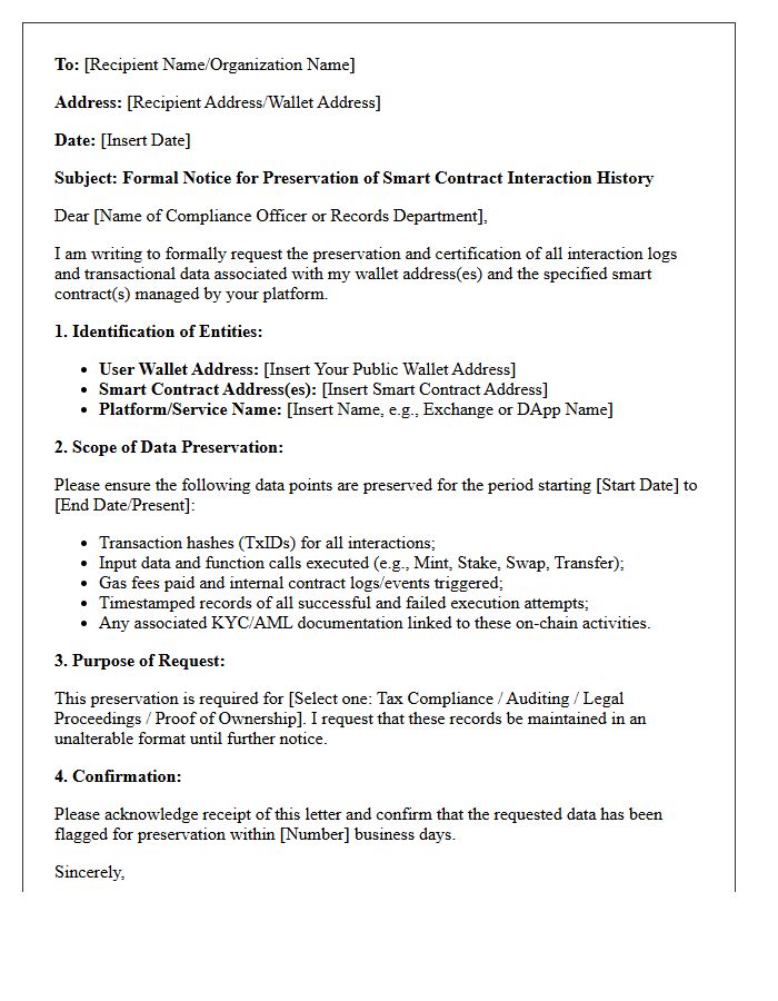 Smart Contract Interaction History Preservation Letter