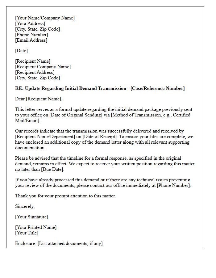 Initial Demand Transmission Update Letter