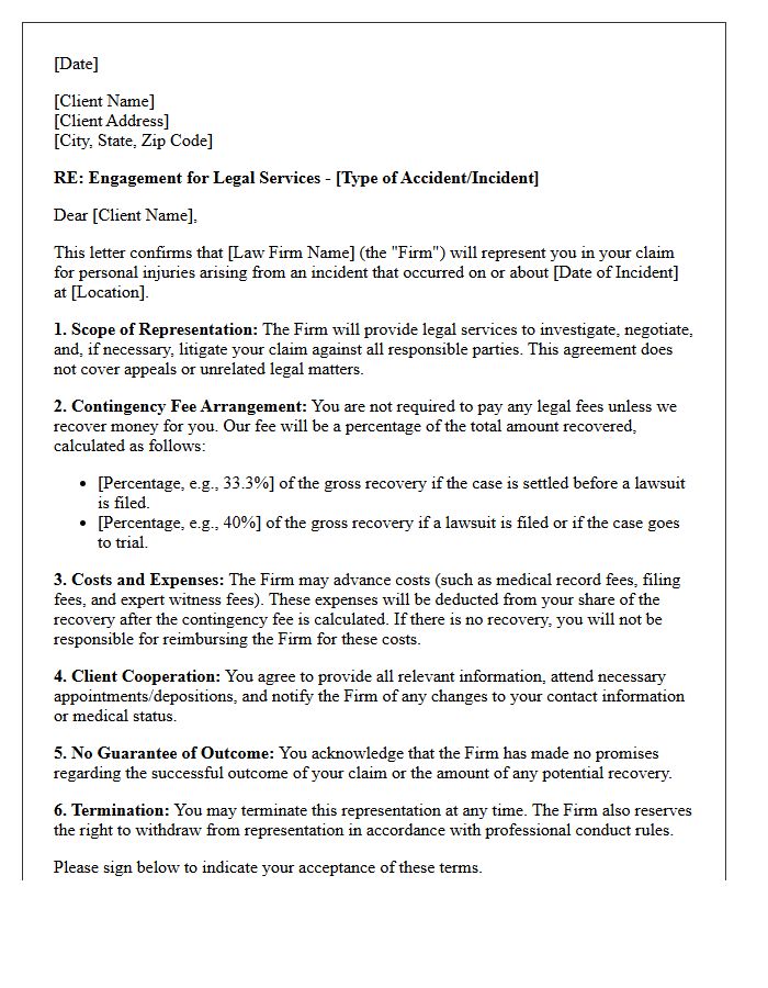 Personal Injury Contingency Fee Engagement Letter