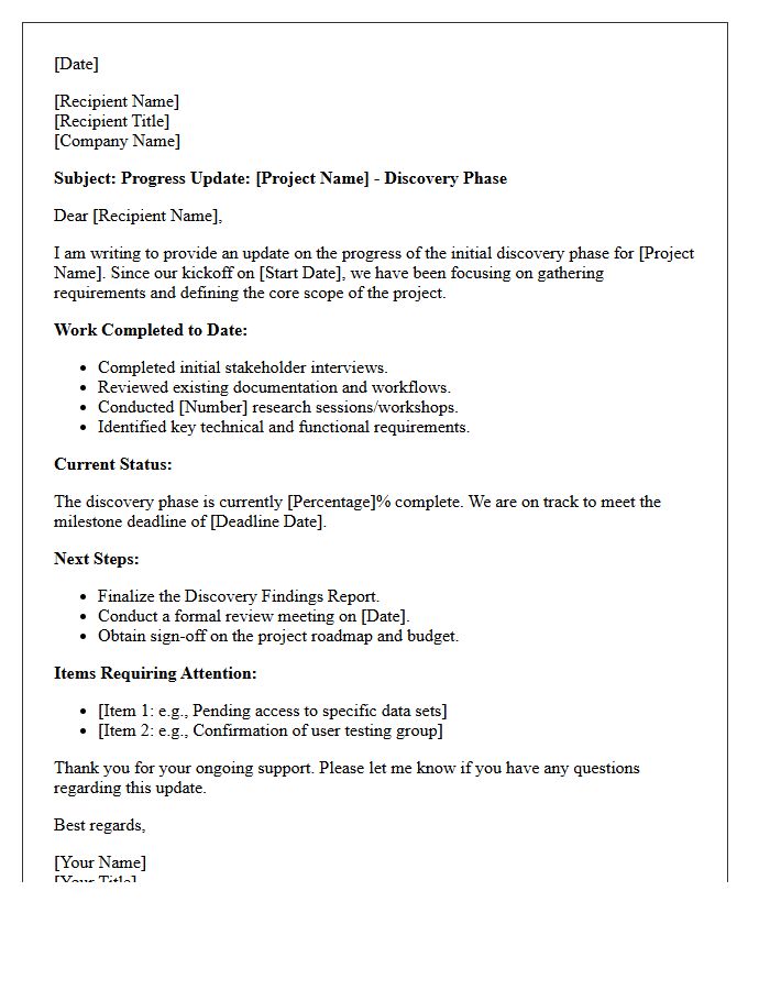 Initial Discovery Phase Progress Update Letter