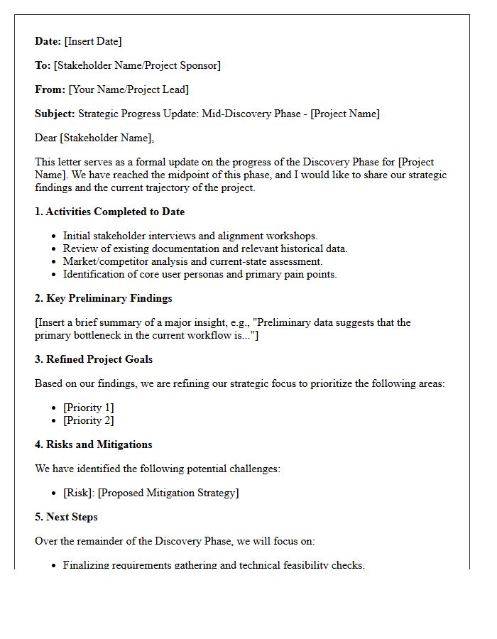 Mid-Discovery Phase Strategic Progress Update Letter