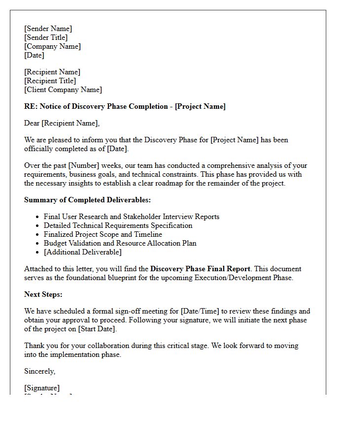 Final Discovery Phase Completion Update Letter