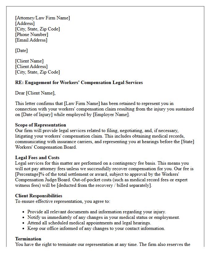 Workers Compensation Claim Engagement Letter