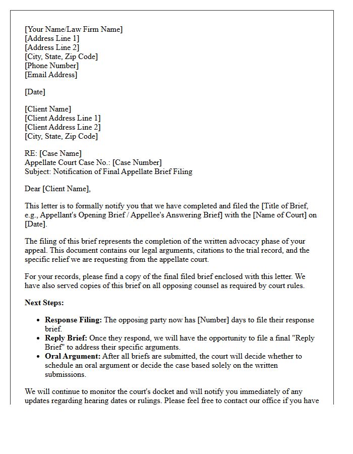 Final Appellate Brief Submission Status Letter