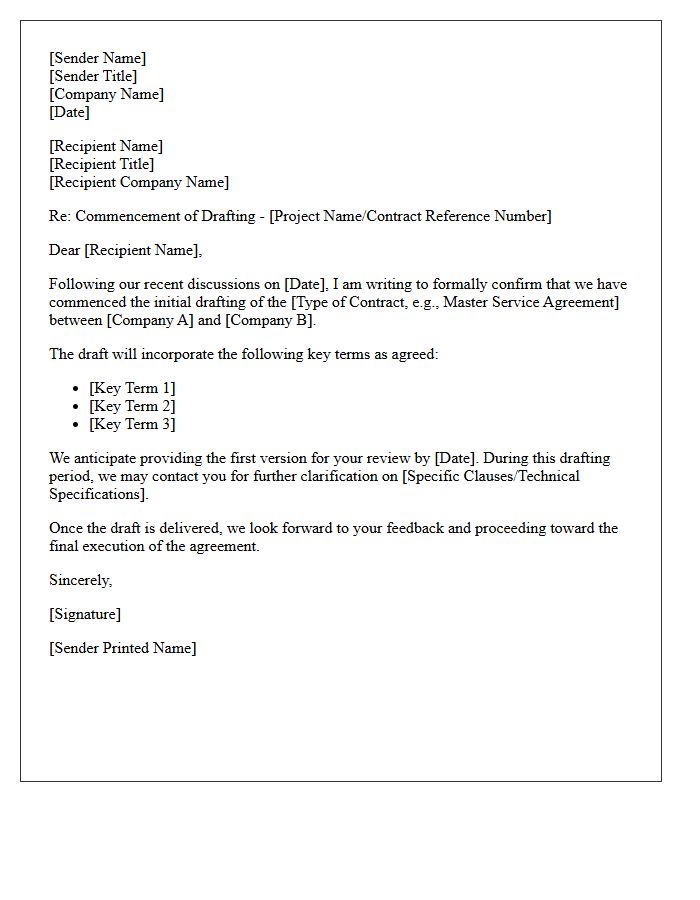 Initial Contract Drafting Commencement Letter