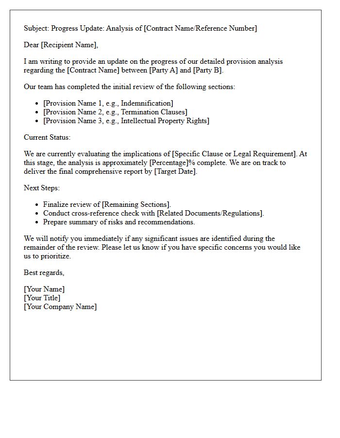 Contract Provision Analysis Progress Letter