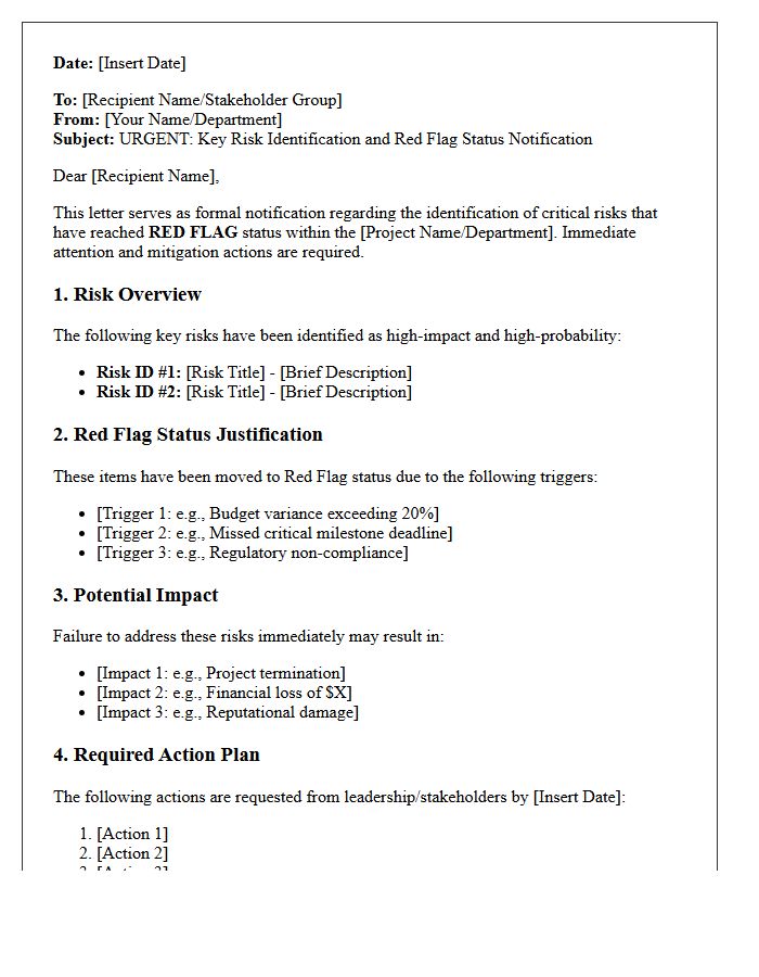 Key Risk Identification And Red Flag Status Letter