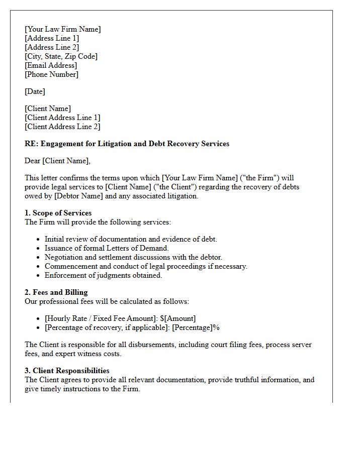 Litigation and Debt Recovery Services Engagement Letter
