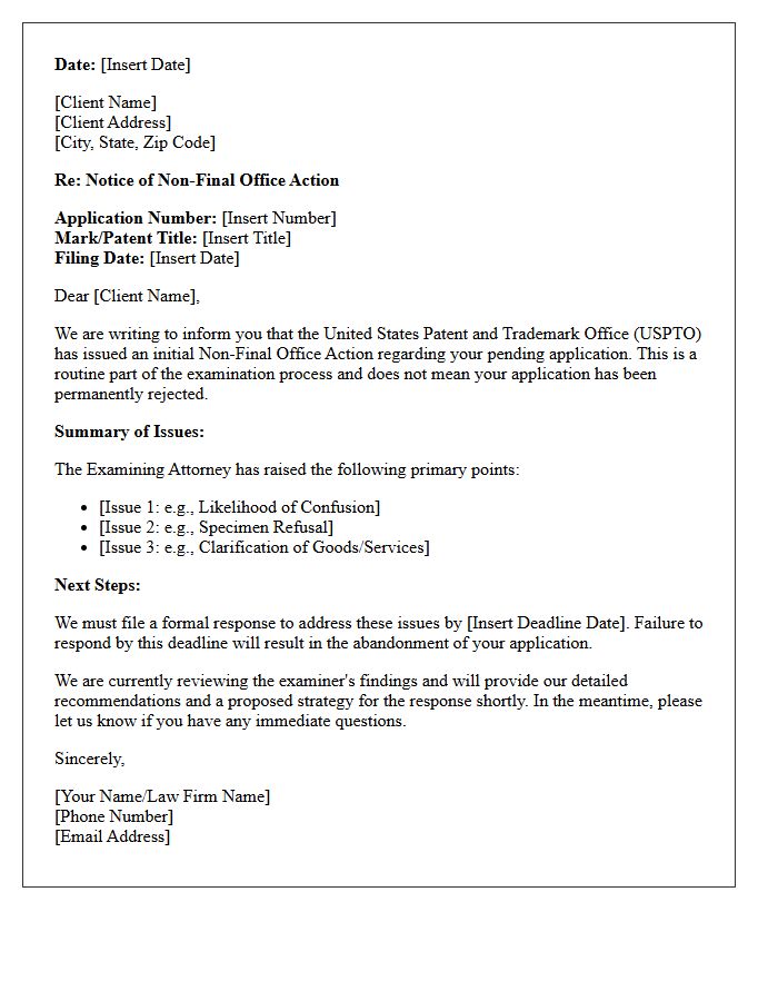 Initial Non-Final Office Action Update Letter