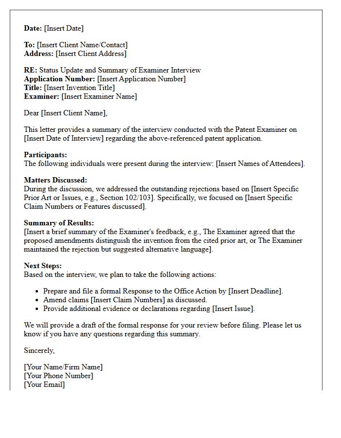 Examiner Interview Summary And Update Letter