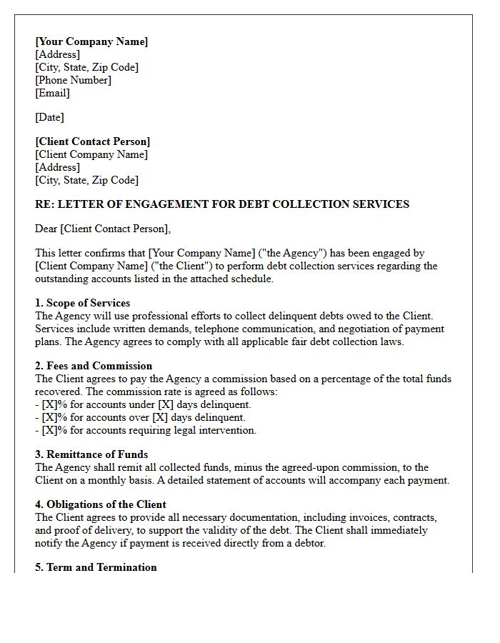 Corporate Creditor Debt Collection Engagement Letter