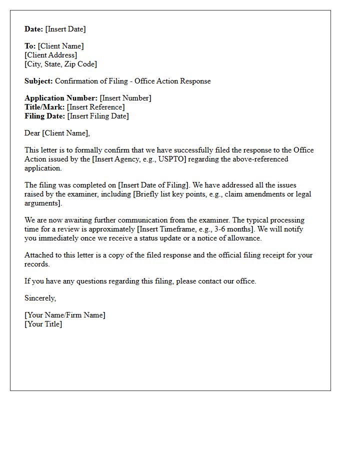 Office Action Response Filing Confirmation Letter