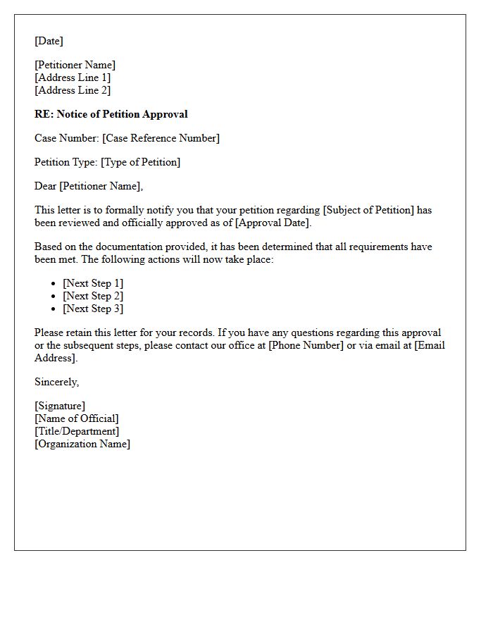 Petition Approval Notification Letter