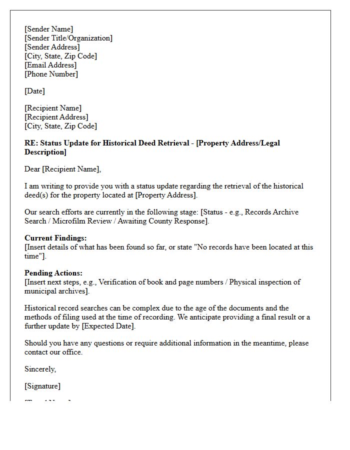 Historical Deed Retrieval Status Letter