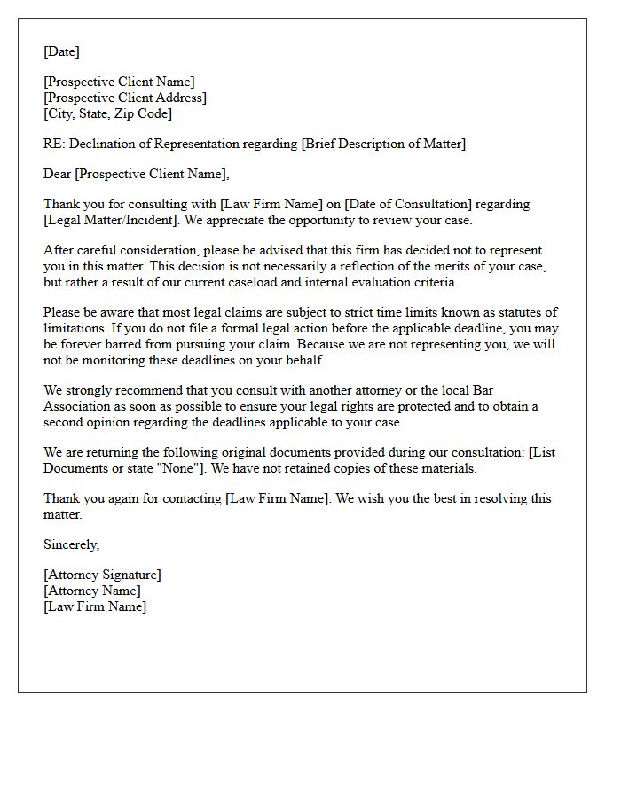 Declination of Representation Post-Consultation Letter