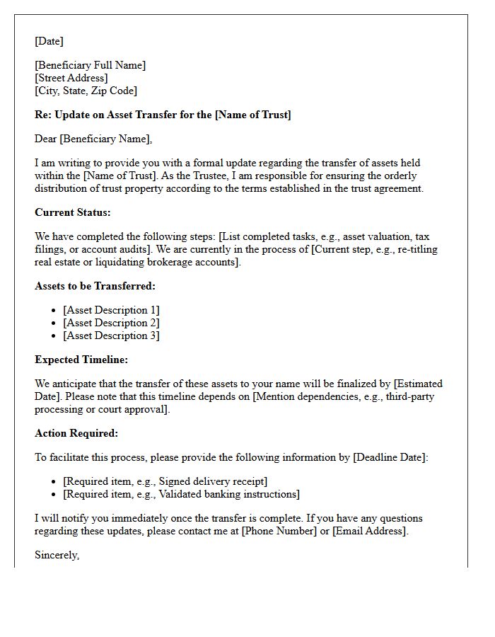 Beneficiary Trust Asset Transfer Update Letter