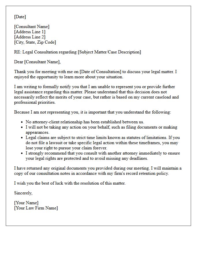 Post-Consultation General Declination of Counsel Letter