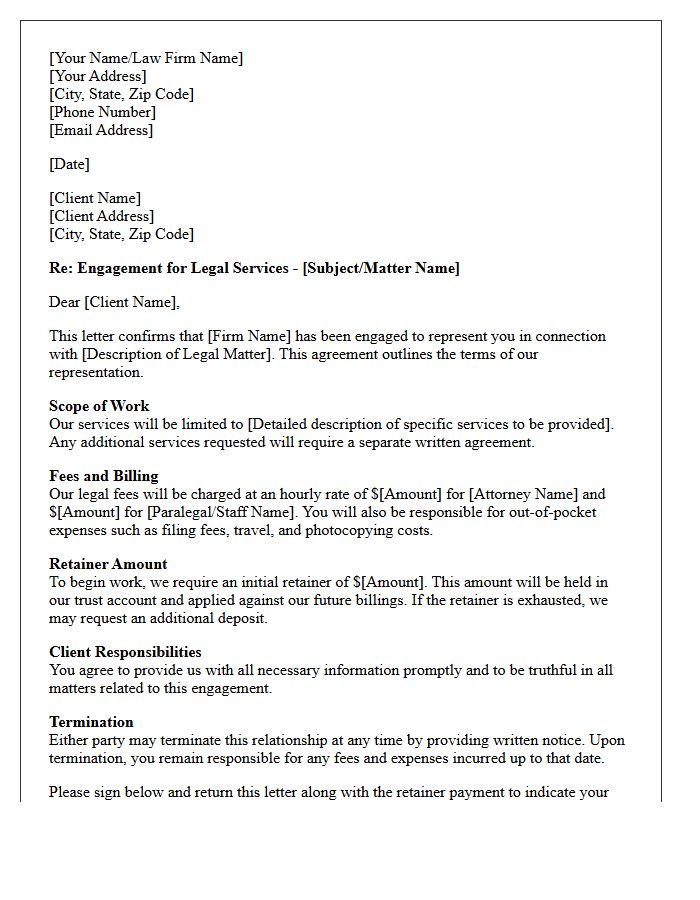 Engagement and Initial Retainer Letter
