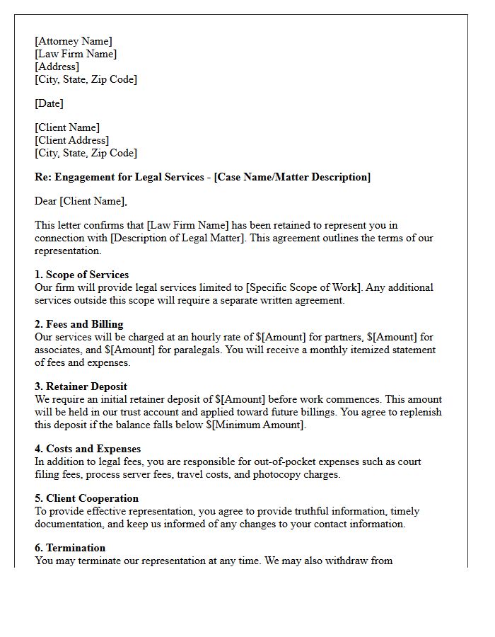 Initial Legal Services Retainer Letter