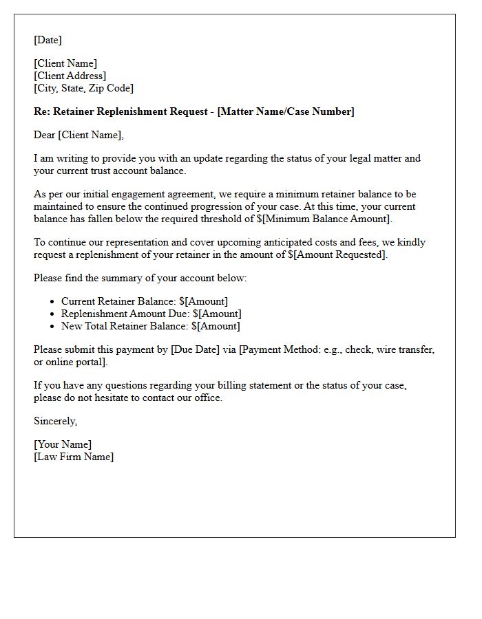 Retainer Replenishment Request Letter