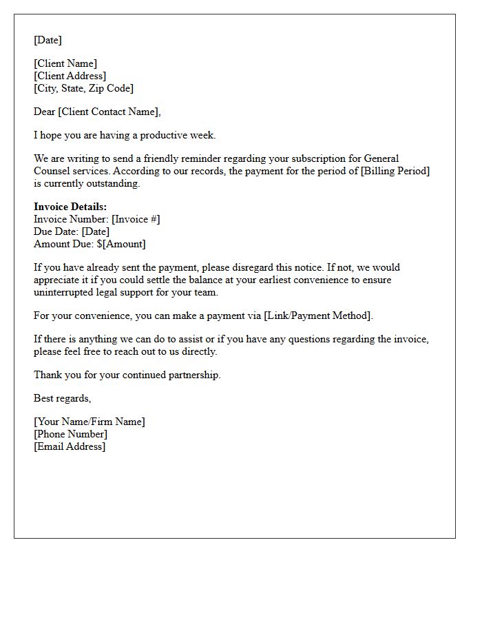 Friendly First Outstanding General Counsel Subscription Letter