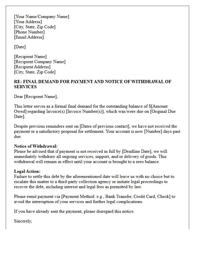 Final Demand and Notice of Withdrawal Letter