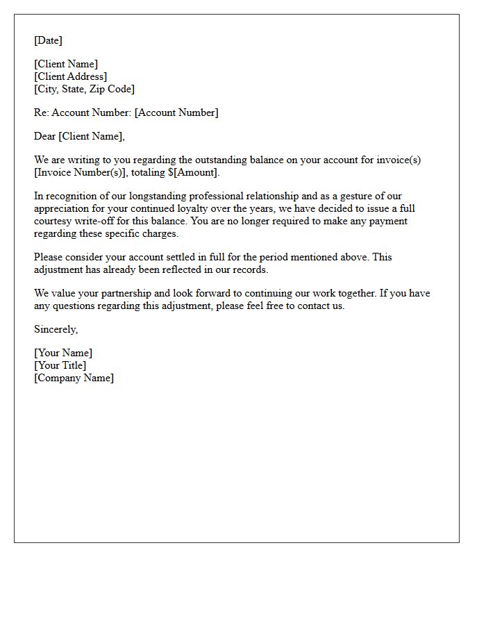 Longstanding Client Courtesy Write-Off Letter