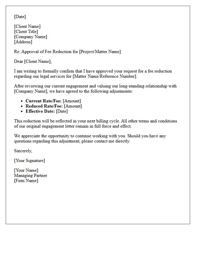Managing Partner Fee Reduction Approval Letter